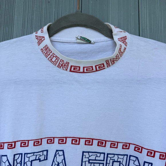Vintage White Ringer Tee, Music of the Andes Shirt, Peru, M/L - Picture 6 of 9